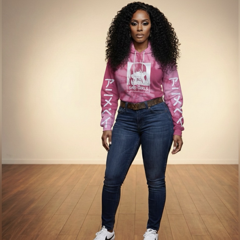 EUC- Pink graphic hoodie.